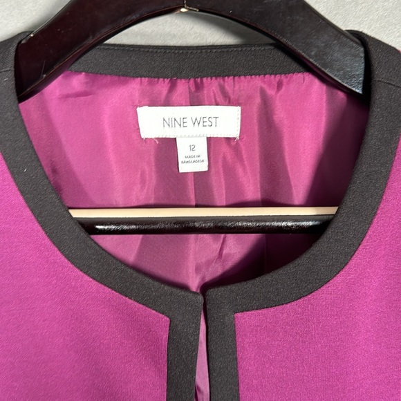 Nine West, size 12, plum and black, Ponte Jewel Neck Jacket, NWT - Picture 6 of 9